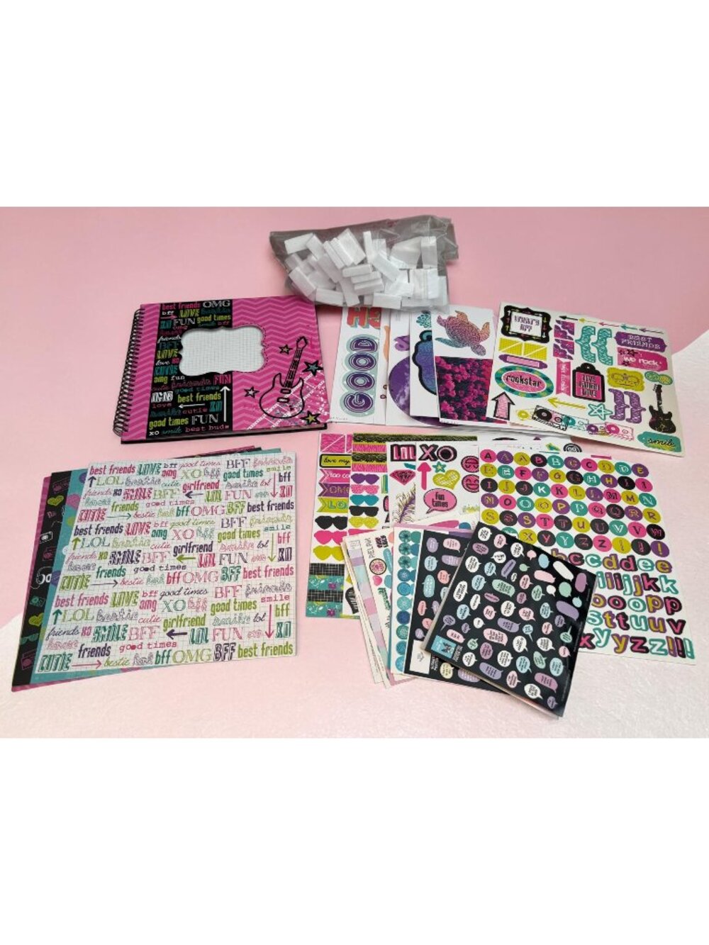 BFF-Themed Scrapbook Kit With Stickers Foam Squares & Colorful Pages For Crafts